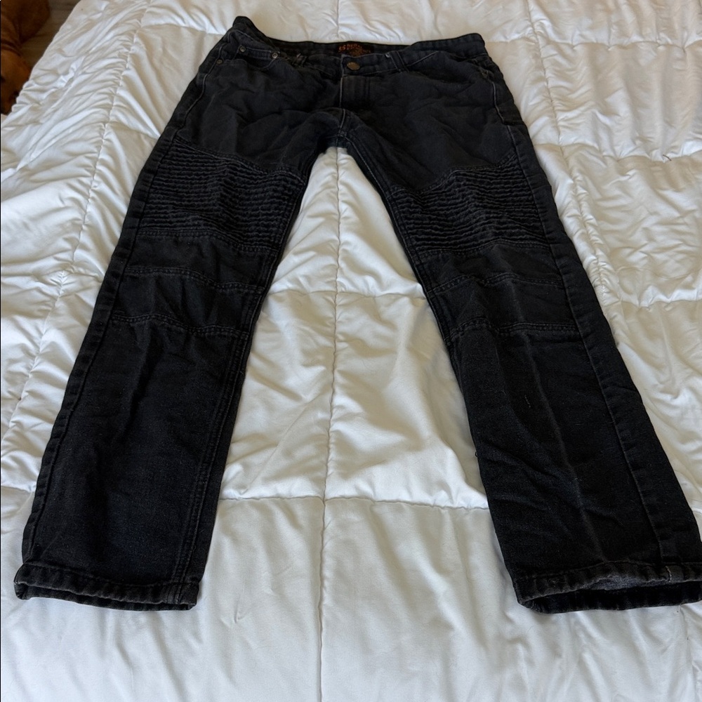EXCHANGE Dark Blue Jeans with Orange Logo Detail